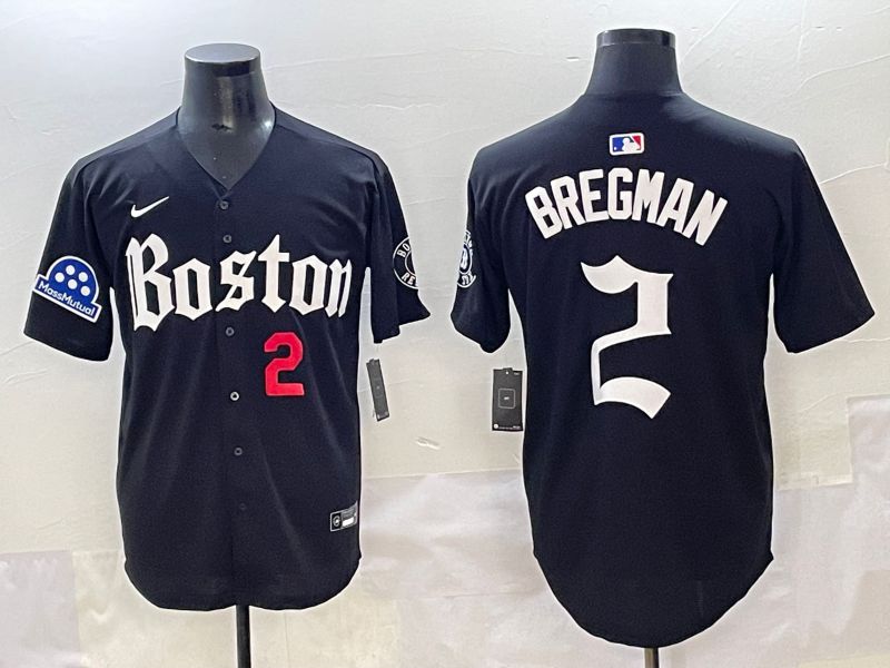 Men 2025 Boston Red Sox #2 Bregman Black Five generations Joint Name Nike MLB Jersey style 3->boston red sox->MLB Jersey